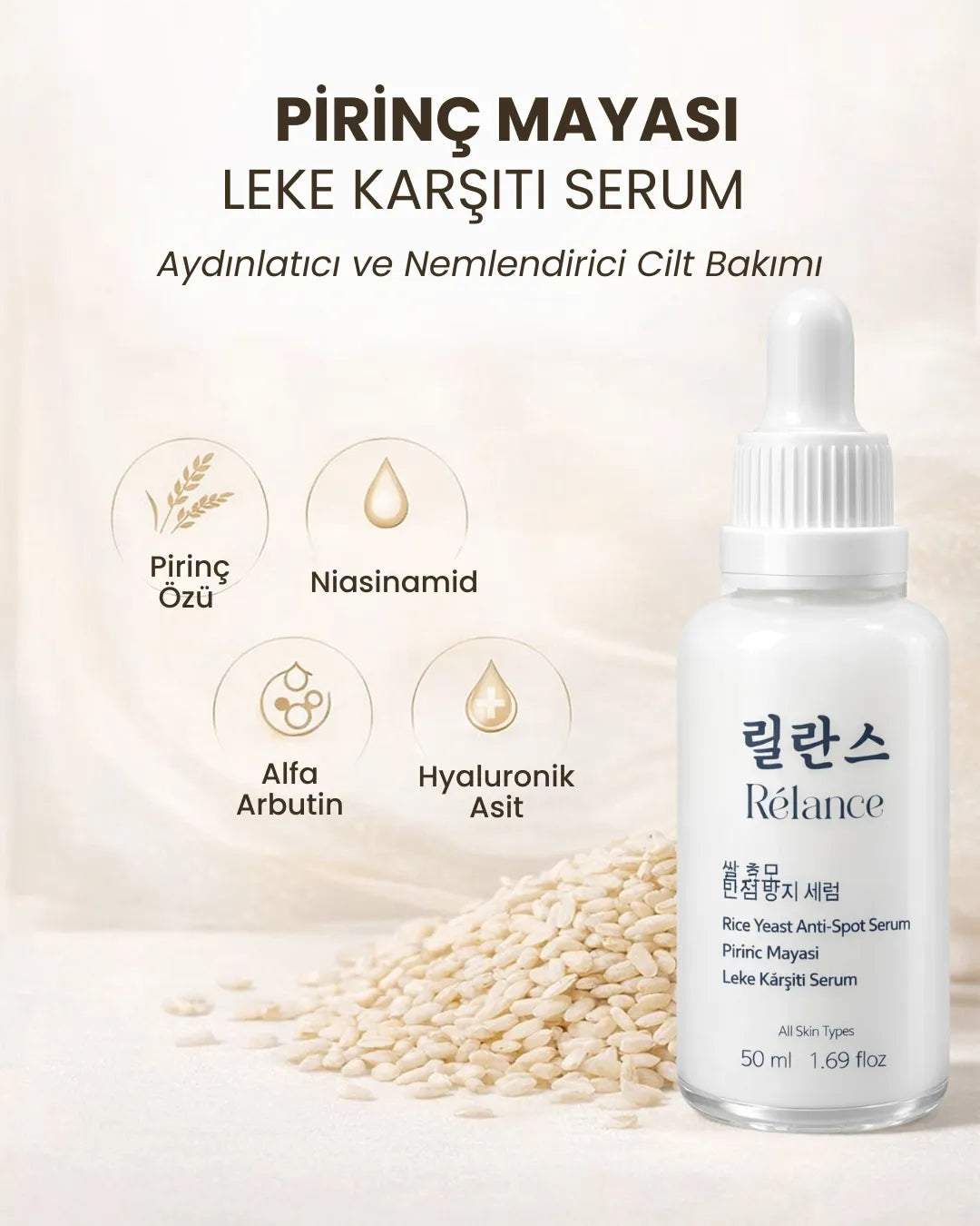 Relance Rice Yeast Pirinç Mayası Leke Karşıtı Serum 50 ml